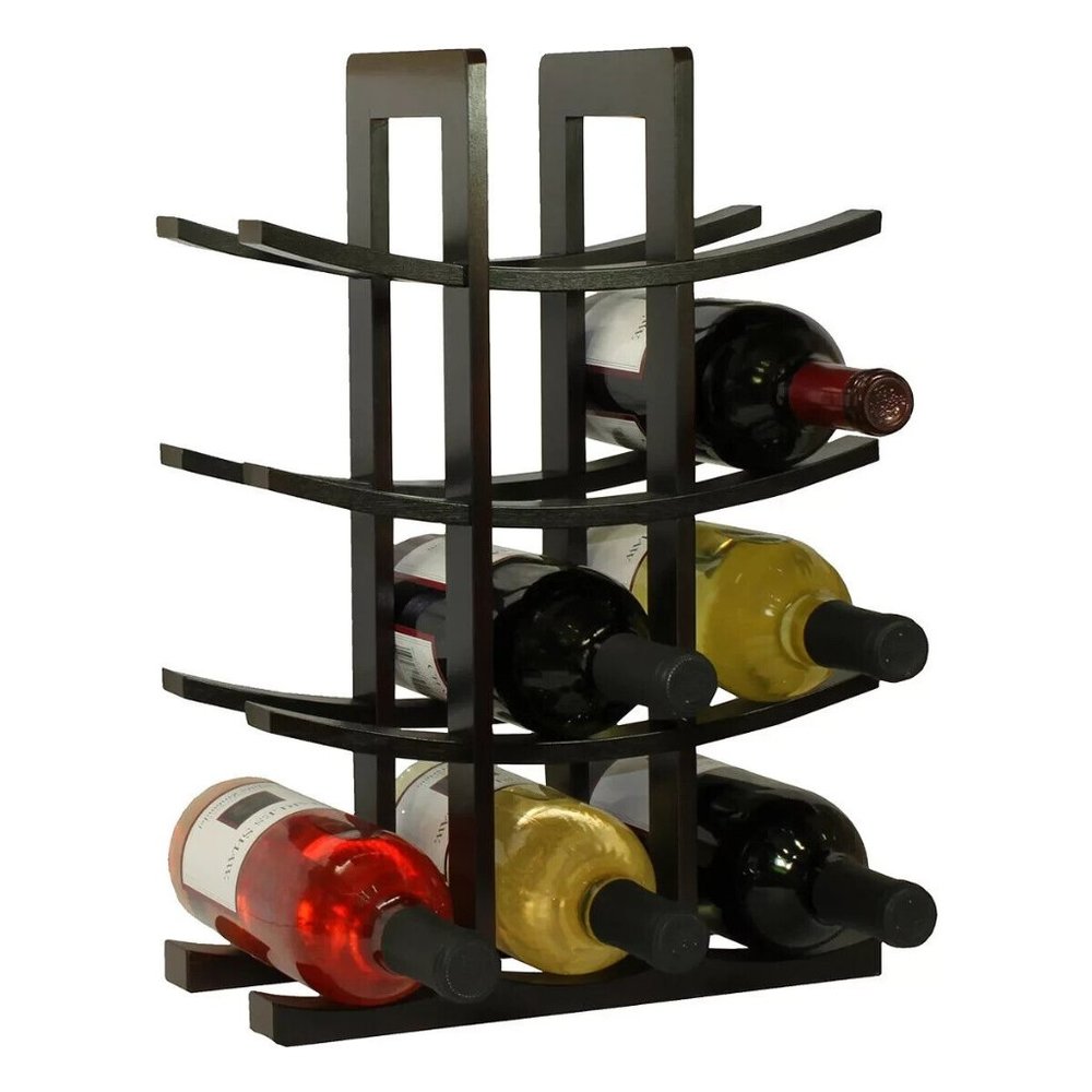 🥂 Bamboo Wine Rack 🍾 Holds 12 Bottles of Wine ~for Countertop or Buffet Table